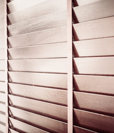 Wooden blinds and window
