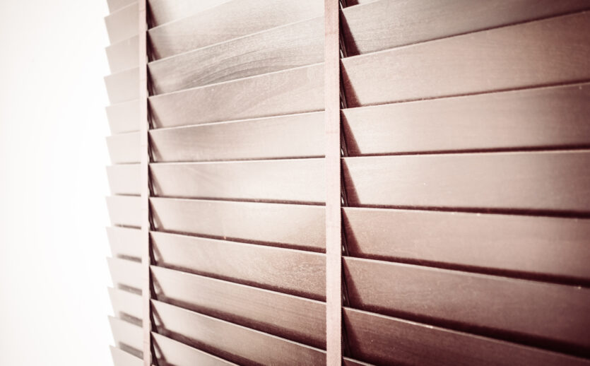 Wooden blinds and window